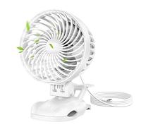 OUILA USB Clip Fan 5V/1A Mini Clip on Fan 360 Degree Rotation Stroller Fan Stepless Speed Silent Portable Desk Fan with Clip for Office Pram Car Camping Desktop Bedroom Gym Treadmill White ZLS-F06D