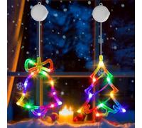 OUILA Window Christmas Light, RGB Christmas Tree + Bells Festoon Lights Battery Twinkle Light with Timer & Suction Cup & Hooks Curtain Fairy Lights with 2 Mode Flashing/Always on for Window Ornaments