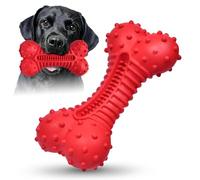 Ouilter Dog Toys for Aggressive Chewers, Dog Chew Toys for Medium Large Dogs, Durable Natural Rubber Dog Toys with Bacon Flavor, Indestructible Dog Toy, Red