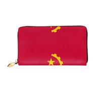 OUInbvv Angola Flag Handheld Wallet with Metal Zipper Passbook and Check Holder Soft Lightweight Design Compartments