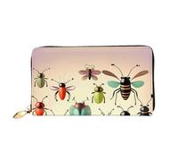 OUInbvv Cartoon small insects Handheld Wallet with Metal Zipper Passbook and Check Holder Soft Lightweight Design Compartments
