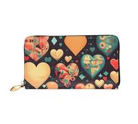 OUInbvv Colorful hearts Handheld Wallet with Metal Zipper Passbook and Check Holder Soft Lightweight Design Compartments