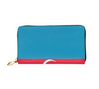 OUInbvv Flag of Azerbaijan Handheld Wallet with Metal Zipper Passbook and Check Holder Soft Lightweight Design Compartments