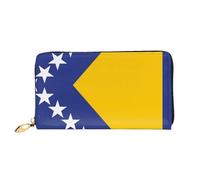 OUInbvv Flag of Bosnia and Herzegovina Handheld Wallet with Metal Zipper Passbook and Check Holder Soft Lightweight Design Compartments
