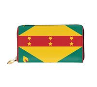 OUInbvv Flag of Grenada Handheld Wallet with Metal Zipper Passbook and Check Holder Soft Lightweight Design Compartments
