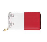 OUInbvv Flag of Malta Handheld Wallet with Metal Zipper Passbook and Check Holder Soft Lightweight Design Compartments