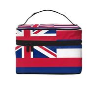 OUInbvv Hawaii Flag Travel Cosmetic Bag with Multi-Pocket Organizerï¼ŒLarge Capacity Polyester Twill Case for Gym, Camping, and Business Trips