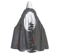 OUInbvv Moon Pine Tree Adult Hooded Cape With Full Width Print Perfect For Masquerade Carnival And Theme Parties