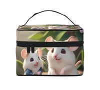 OUInbvv Mother and child rats Travel Cosmetic Bag with Multi-Pocket Organizerï¼ŒLarge Capacity Polyester Twill Case for Gym, Camping, and Business Trips