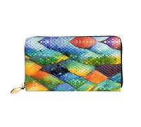 OUInbvv Rainbow Fish Scale Handheld Wallet with Metal Zipper Passbook and Check Holder Soft Lightweight Design Compartments