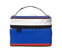 OUInbvv Russian Flag Travel Cosmetic Bag with Multi-Pocket Organizer,Large Capacity Polyester Twill Case for Gym, Camping, and Business Trips