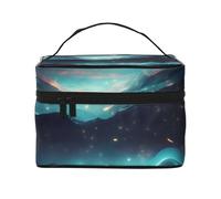 OUInbvv Science Fiction Stars Travel Cosmetic Bag with Multi-Pocket Organizer,Large Capacity Polyester Twill Case for Gym, Camping, and Business Trips