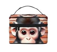 OUInbvv The silent monkey Travel Cosmetic Bag with Multi-Pocket Organizerï¼ŒLarge Capacity Polyester Twill Case for Gym, Camping, and Business Trips
