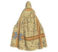 OUInbvv Treasure Maze Adult Hooded Cape With Full Width Print Perfect For Masquerade Carnival And Theme Parties