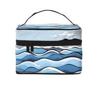 OUInbvv Waves lapping at the rocks Travel Cosmetic Bag with Multi-Pocket Organizerï¼ŒLarge Capacity Polyester Twill Case for Gym, Camping, and Business Trips