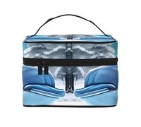 OUInbvv winter the dolphin Travel Cosmetic Bag with Multi-Pocket Organizer,Large Capacity Polyester Twill Case for Gym, Camping, and Business Trips