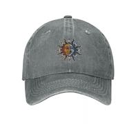 OUINCIIC Celestial Mosaic SunMoon Baseball Caps Fashion Washed Denim Hats Outdoor Adjustable Casquette Streetwear Baseball Cowboy Hat