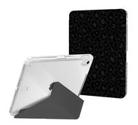 Ouinice Case for iPad Air 11 Inch 7th/6th Gen M3/M2 2025/2024, iPad Air 5th/4th Generation Case 10.9 in 2022/2020 with Pencil Holder, Clear Back Cover & Trifold Origami Stand, Black Leopard