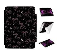 Ouinice Case for iPad Air 13 Inch M3 (2025)/ M2 (2024) Chip, iPad Pro 12.9” 6th/5th/4th/3rd Generation Case, Origami Trifold Multi-Angle Stand, Magnetic Flap, Shell Full-Protective Cover, Cherry Bows