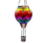 OUISJYER Hot Air Balloon Solar Lantern 18" H Hanging Garden Light
