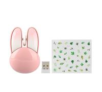 Ouitble Cute Rabbit Wireless Mouse 2.4G Adjustable DPI Sensitivity Ergonomic Silent Gaming Mice for Home Office Travel ABS Black 94mm (Rose)