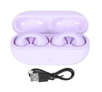 Ouitble Ear Clip Bluetooth Headphones Stereo Noise Cancelling Bone Conduction Open Ear Wireless Earbuds for Sports Running Gym ABS Black (Purple)