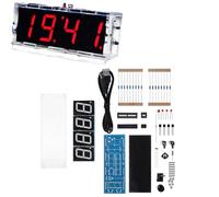 Ouitble Electronic DIY Digital Clock Kit 4 Digit LED Digital Clock with Acrylic Shell Soldering Project for Beginners Electronics Professionals (Red)