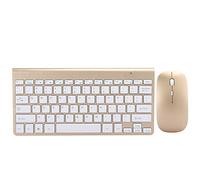 Ouitble - ensemble clavier et souris sans fil, Design ergonomique Ultra fin, muet, Mini USB 2.4G, accessoires informatiques pour la maison et le bureau, or argent noir KB639 (Gold)