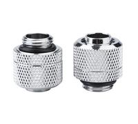 Ouitble G1 4 Thread Flexible Tube Connector Premium Brass Two Touch Fitting for PC Water Cooling System Black Silver 2PCS (Silver)