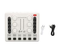 Ouitble Live Sound Card Mini Sound Mixer Board with Sound Quality Voice Changing Effects for Live Streaming Home KTV Portable DJ Music Studio ABS White