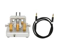 Ouitble Morse Code Key Double Paddle Automatic Shortwave Portable CW Morse Telegraph Key for Radio Enthusiasts Camping Indoor Stainless Steel Brass Aluminum Alloy 80x80x50mm (Silver)