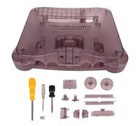 Ouitble N64 Translucent Replacement Case Rose Purple Protective Shell for 64 Console ABS Material Durable Top Bottom Cover with Screwdriver Power Reset Buttons