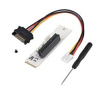 Ouitble NGFF M2 Key M to PCIE Express 4X Riser Adapter Card with LED Voltage Indicator for Mining Enthusiasts Desktop Laptop White (Whiteboard with SATA cable)