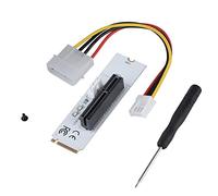 Ouitble NGFF M2 Key M to PCIE Express 4X Riser Adapter Card with LED Voltage Indicator for Mining Enthusiasts Desktop Laptop White (Whiteboard with large 4PIN cable)