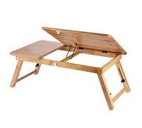 Ouitble Portable Foldable Wooden Wood Laptop Stand Adjustable Height Laptop Table for Sofa Bed Office Home Use Carbonized Bamboo 50 x 30cm or 62 x 34cm (62 * 34 without drawer)