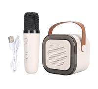 Ouitble Portable Karaoke Machine Bluetooth Speaker with Wireless Microphone LED Dynamic Light Fun Sound Changing Powerful Stereo Effect for Kids Adults Birthday Parties Outdoor Act (White)