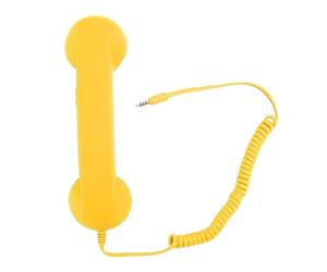 Ouitble Retro Telephone Professional 3.5mm Plug Radiation Proof Wired Cellphone Handset for Smartphone PC ABS Material 9 Feet Coiled Cord (Yellow)