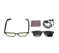 Ouitble Smart Wireless Bluetooth Glasses Bluetooth 5.3 Touch Voice Control Built in Microphone Speaker Open Headphone Style Anti Blue Light Lens for Driving Gaming Black (with Polarized Lenses)