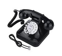 Ouitble Vintage Black Retro Landline Telephone Multi Function Plastic Home Phone with Traditional Bell Ring Easy to Use for Home Office Decoration