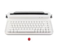 Ouitble Vintage Bluetooth Keyboard Retro Style Wireless Mechanical Feeling Keyboard with Integrated Stand for Smartphones Tablets Laptops Android IOS ABS Material 86 Keys Compact (White)