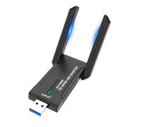 Ouitble WiFi 6 USB WiFi Dongle 5374Mbps AX5400 2.4G/5.8G/6G USB 3.0 Dual Folding Antennae Wireless Network Adapter High Gain for PC Wins 10/11