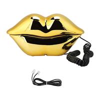 Ouitble WX 3061 Multifunctional Cute Lip Shape Telephone Desk Phone Home Decoration Set Stylish Retro Home Office Telephone for Women Gift Red Gold ABS 479g (Gold Plated)