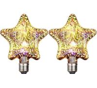 OUJIAHUI 2 Pack 3D Firework Bulb LED Light Vintage Bulbs, LED Bulb E27 AC 85-220V 4W G95 Retro Edison Bulb Starry Light for Holiday Christmas Decoration (Star)
