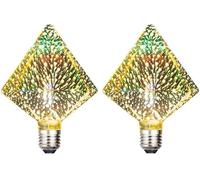 OUJIAHUI 2 Pack 3D Firework Bulb LED Light Vintage Bulbs, LED Bulb E27 AC 85-220V 4W G95 Retro Edison Bulb Starry Light for Holiday Christmas Decoration (Diamond)