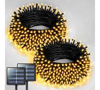 OUJIAHUI 2 Pack Solar Christmas Light String, 5M 20LED Outdoor Light String 8 Modes Waterproof Solar String Lights for Trees Patio Fence Party Christmas Decor (Warm White)
