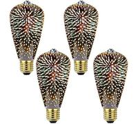 OUJIAHUI 4 Pack 3D Firework Bulb LED Light Vintage Bulbs, LED Bulb E27 AC 85-220V 4W G95 Retro Edison Bulb Starry Light for Holiday Christmas Decoration (ST64)