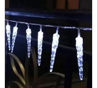 OUJIAHUI LED Icicle Fairy Lights, 1.5m 10LED Battery Operated Plastic Icicles Fairy Lighting Curtain for Garden Lawn Wedding Vacation Indoor Party Decoration (White)