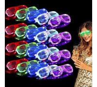 OUJIAHUI Neon Glasses Party, Party Glasses 20 Pack 5 Color LED Plastic Shutter Shades Glasses Glow in The Dark New Year for Christmas Halloween Wild Clubbing Birthday Party (Multicolour)