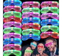 OUJIAHUI Neon Glasses Party, Party Glasses 28 Pack 5 Color LED Plastic Shutter Shades Glasses Glow in The Dark New Year for Christmas Halloween Wild Clubbing Birthday Party (Multicolour)