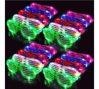OUJIAHUI Neon Glasses Party, Party Glasses 28 Pack 5 Color LED Plastic Shutter Shades Glasses Glow in The Dark New Year for Christmas Halloween Wild Clubbing Birthday Party